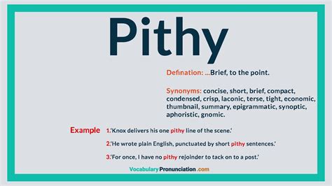 Define <strong>pithiness</strong>. . Pithy synonym